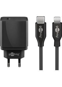 goobay Lightning/USB-CTM PD-Ladeset (25 W) - USB-CTM Netzteil 25 W inklusive USB-CTM auf Lightning Kabel für z.B. iPhone 12