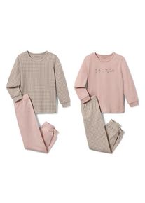 Tchibo - 2 Kinder-Pyjamas - Mädchen - Gr. 98/104 - beige/kariert