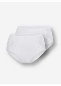 Dames Heupslip in wit ,maat 38, WITT, 93% Katoen, 7% Elastan. Kant: 86% Polyamide, 14% Elastan