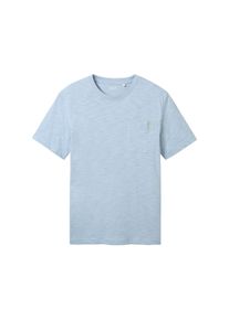 Tom Tailor Herren Basic T-Shirt in Melange Optik, blau, Melange Optik, Gr. XXL, baumwolle