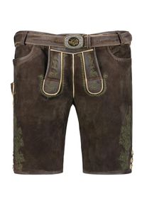 Maddox Kurze Lederhose mit Stickereien und G&uuml;rtel, Braun, 31
