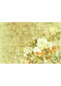 Papier peint panoramique floral romantique vert & jaune Tapisserie panoramique Shabby Chic chambre Papier peint panoramique salon vintage - orange,