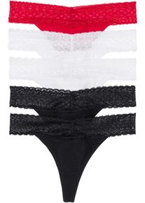 Lot de 5 strings à dentelle - noir - taille 34/36 (XS) avec coton - bonprix