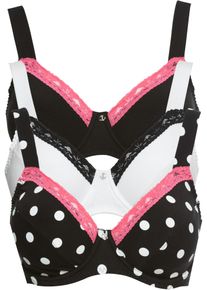 Lot de 3 soutiens-gorge en coton - noir - taille 95C avec coton - bonprix