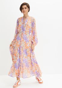 Robe longue à fleurs en polyester recyclé - blanc - taille 56 - bonprix