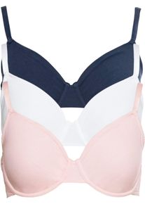 Lot de 3 soutiens-gorge coton moulés à armatures - bleu - taille 105B avec coton - bonprix
