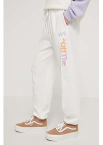 Vans pantaloni de trening culoarea bej, cu imprimeu