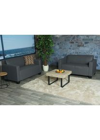 Sofa-Garnitur Couch-Garnitur 2x 2er Sofa Lyon Kunstleder ~ dunkelgrau