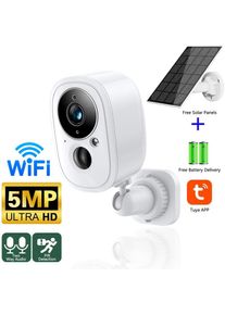 Camera de Surveillance Solaire sans fil WiFi Tuya Intelligente 5MP avec Batterie Rechargeable 5200mAh Protection cctv Grand angle 120¡ã