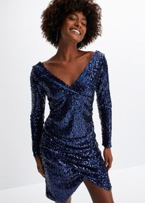 Abito con paillettes e arricciature, Blu, Taglia 54/56 (XL), bonprix