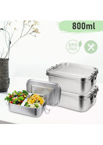 800-1400ml Boîte à lunch sans plastique Boîte à lunch sans bpa Boîte à lunch en acier inoxydable - 800ml - Einfeben