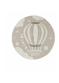 Toutapis - Tapis enfant montgolfière beige - luna Kids 11 Taupe-120x120 Rond - Taupe
