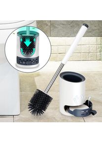 Swanew - 2x Brosse wc de toilette en silicone 2 en 1 support hygiénique brosse de toilette toilette brosse de toilette - Gris