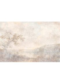 Papier peint panoramique beige et marron pour chambre d'adulte Tapisserie panoramique romantique forêt Papier peint panoramique nature pour bureau