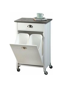 Kesper - Chariot de cuisine blanc avec corbeille à déchets, gadget de cuisine pratique et élégant