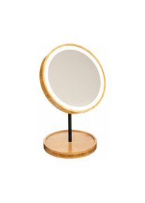 Silumen - Miroir Lumineux Maquillage en Bambou Dimmable à Poser Marron