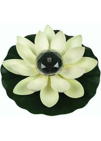 Lumière de Lotus, décoration d'étang flottant solaire fleur de Lotus LED fleurs changeantes lampe de veilleuse pour piscine fête jardin maison (blanc)