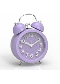 CREA Mini Cute Non-ticking Vintage Retro Analog Twin Bell Alarm Clock ,loud Bell For Heavy Sleepers,purple