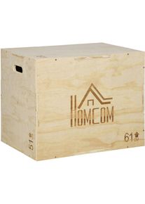 HOMCOM Box jump crossfit - box de pliométrie - boite de saut - 3 hauteurs 51/61/76H cm - charge max. 120 Kg - bois de hêtre