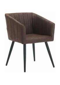 Décoshop26 - Fauteuil lounge chaise salle à manger en tissu velours marron chocolat avec pieds en métal noir - noir