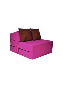 Matelas invité de luxe - rose - matelas de camping - matelas de voyage - matelas pliable - 200 x 70 x 15 - avec oreillers marron - Rose