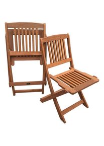 HABITAT ET JARDIN - Lot de 2 chaises jardin pliante en bois exotique Hongkong - Maple - Marron clair