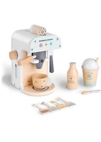Beeloom - Cafetière en bois pour enfants et bébés, jouets d'imitation Montessori, jeu éducatif, accessoires divers, avec capsules et tasses.