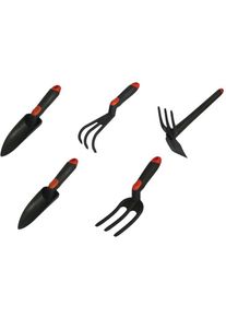 Kit 5 outils de jardin Serfouette - Plantoir large - Plantoir fin - Mini fourche 3 dents - Rateau 3 dents Brixo