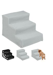 Relaxdays - Escalier à 3 marches, pour petits/gros chiens, atteindre canapé/lit, revêtement en tissu, 30x35x45 cm, gris