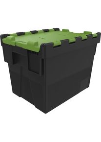 Stapelbak voor meermalig gebruik, l x b x h = 400 x 300 x 306 mm, zwart/groen