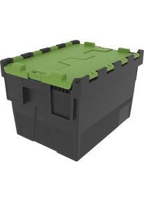 Stapelbak voor meermalig gebruik, l x b x h = 400 x 300 x 264 mm, zwart/groen