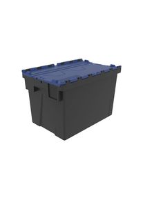 Stapelbak voor meermalig gebruik, l x b x h = 600 x 400 x 400 mm, zwart/blauw