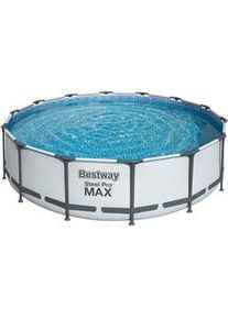 Bestway Pool SET Steel PRO 56950 , Blau, Grau, Weiß , Metall, Kunststoff , Uni , 107 cm , Freizeit & Co, Pools & Wasserspass, Aufstellpools