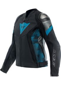 Dainese Avro 5, leren jas vrouwen , kleur: Zwart/Turquoise/Donkergrijs , maat: 40
