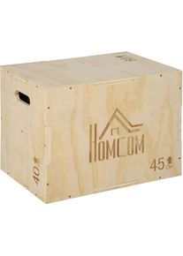 HOMCOM Box jump crossfit - box de pliométrie - boite de saut - 3 hauteurs 40/45/60H cm - charge max. 120 Kg - bois de hêtre - Beige