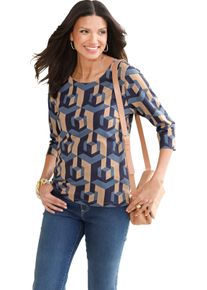 Damska Tričko, 3/4 ruk., grafická potlač námornícka modrá + ťavia potlač veľkosť 46