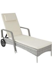 TecTake lettino prendisole Cassis in alluminio e rattan - grigio chiaro - 404242