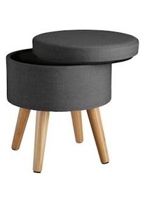 TecTake Sgabello Yumi imbottito effetto lino con contenitore 150 kg - grigio scuro - 403967