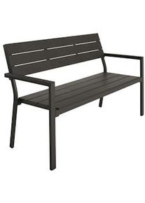TecTake Banco de jardín Line con estructura de aluminio 128x59x88cm - gris oscuro - 403546