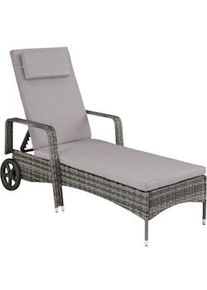 TecTake Tumbona de ratán con ruedas - gris/gris claro - 404588