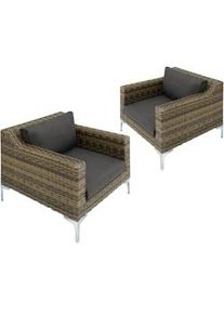TecTake Set de piezas modulares para conjunto de ratán Villanova 2 asientos - antracita-jaspeado - 404659