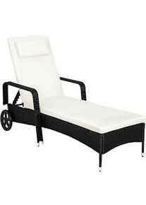 TecTake Tumbona de ratán con ruedas - negro/beige - 404585