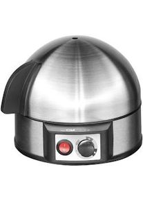 Clatronic EK 3321 Cuece Huevos Eléctrico, 7 Huevos Cocidos, Ajuste Eléctronico Cocción, Soporte Extraíble, 400W, Negro/Plata