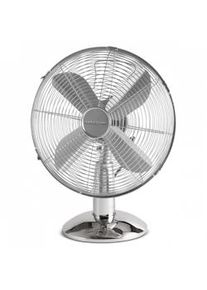 PROFICARE VL 3062 M Ventilatore da Tavolo Silenzioso Retro, Ø 25cm, 3 Velocità Oscillante, Metallico, Argento, 30W