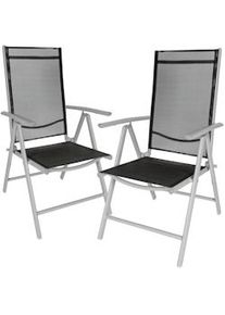 TecTake 2 sedie da giardino in alluminio pieghevoli - nero/argento - 401631