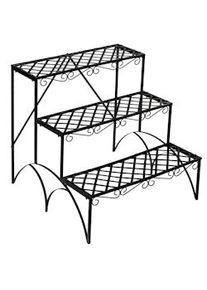 TecTake Estantería-soporte para maceteros con 3 niveles - negro - 401711