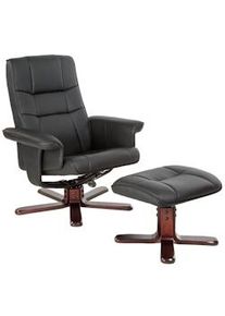 TecTake Sillón de TV con taburete modelo 1 - negro/marrón - 401438