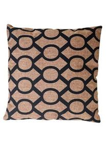 Mendler Almofada decorativa círculos, almofada de sofá almofada decorativa com enchimento, castanho preto 45x45cm