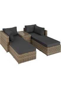 TecTake Set in rattan con telaio in alluminio San Domino - naturale - 403168