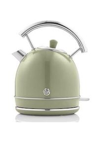 Swan SK14630GNEU Retro Bollitore Elettrico 1,8L, Design Vintage, senza Fili, Acciaio Inossidabile, Verde, 3000W